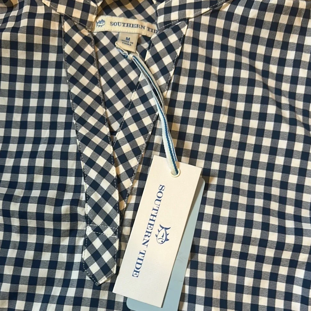 Southern Tide Navy and White Checkered Women's Top - Picture 2 of 7